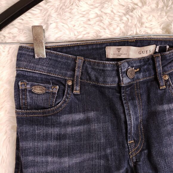 Guess Power Curvy Mid Dark Wash Jeans Stitched Design Size 26 - Picture 4 of 8